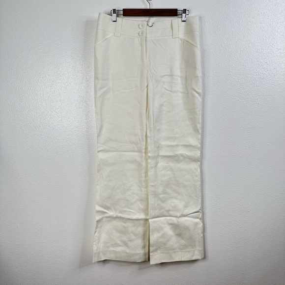 Eccoci NWT White Linen Blend Wide Leg Pants Size 8 - Picture 1 of 5